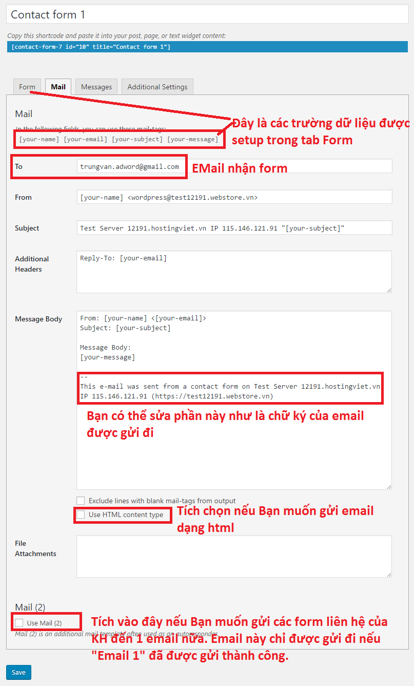 Cách sửa đổi các cài đặt Plugin Contact Form 7 Cách sửa đổi các cài đặt Plugin Contact Form 7