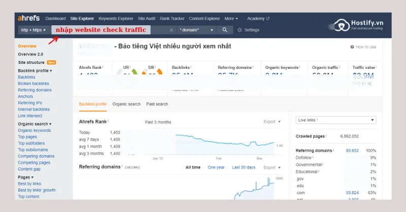 Cách check traffic website. Top 3 công cụ check web phổ biến 7 Ahrefs-Cong-cu-check-traffic-co-phi.