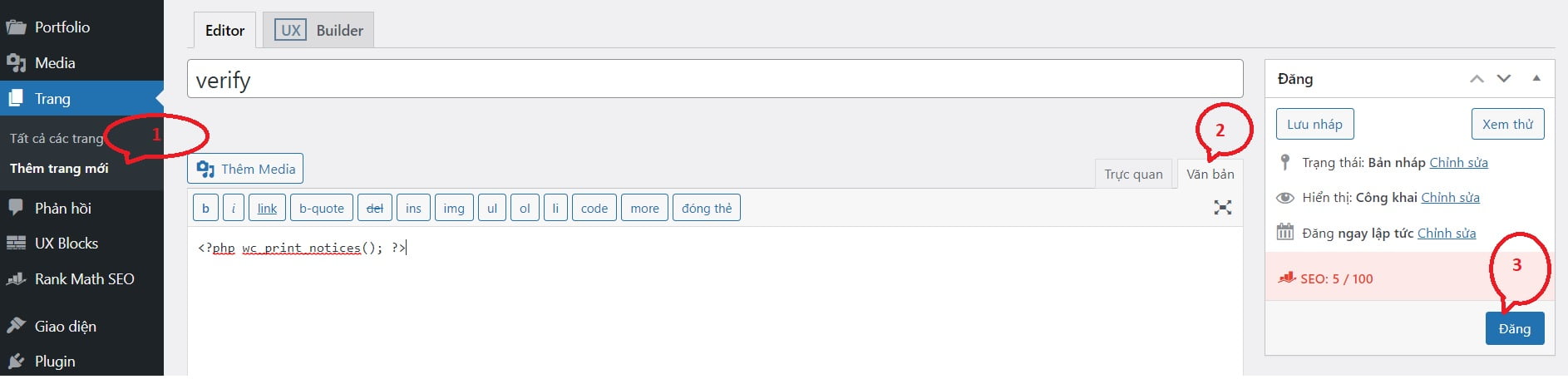 Code xác nhận mail trước khi đăng ký tài khoản trên web woocommerce tránh spam 7 Tạo trang để xác nhận mail